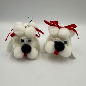 Vintage Homemade Poodle Ornament Balls Christmas Decor Crafted